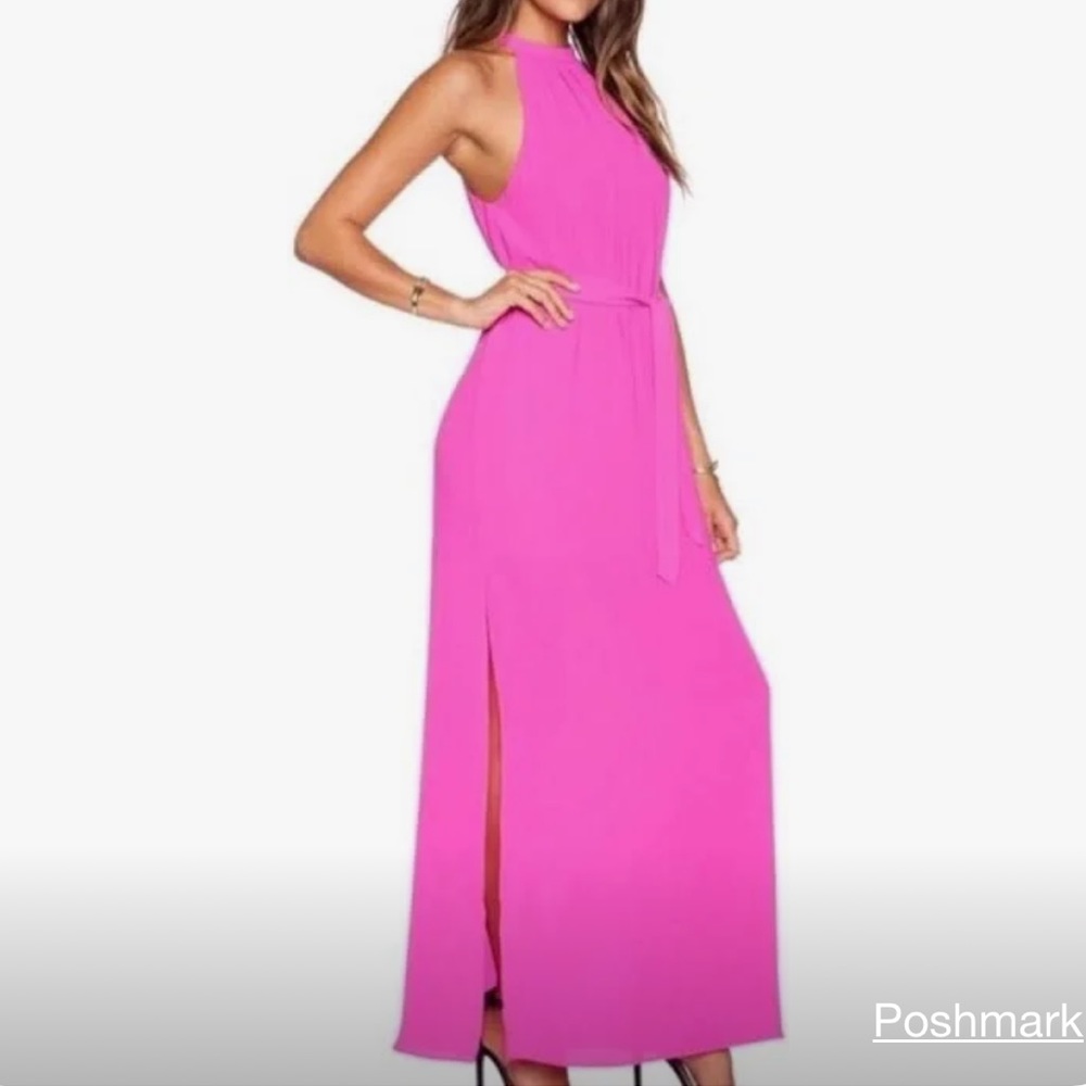 SAYLOR ROBYN HALTER NECK MAXI HOT PINK medium